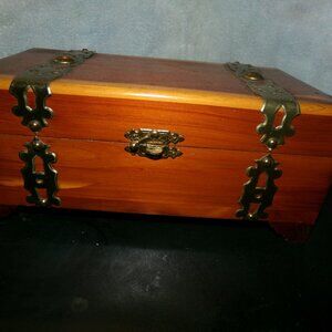 wooden treasure box  .vintage.